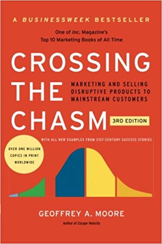 Crossing the Chasm by Geoffrey Moore book cover on the LBS website
